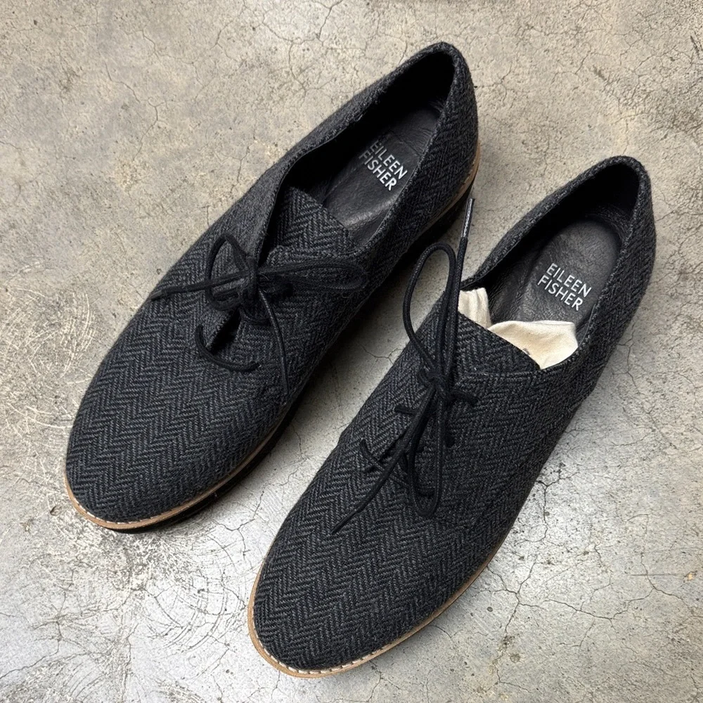 * Eileen Fisher Eddy platform Oxford shoes Herringbone